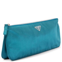 PRADA petrol blue silk SATIN Clutch Bag