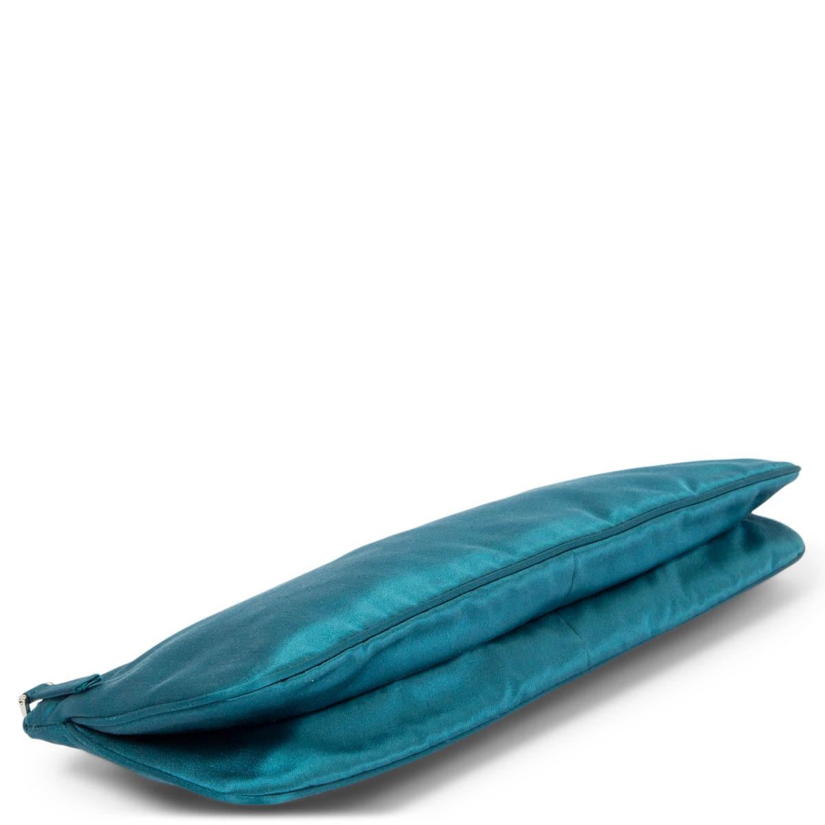 Blue PRADA petrol blue silk SATIN Clutch Bag For Sale