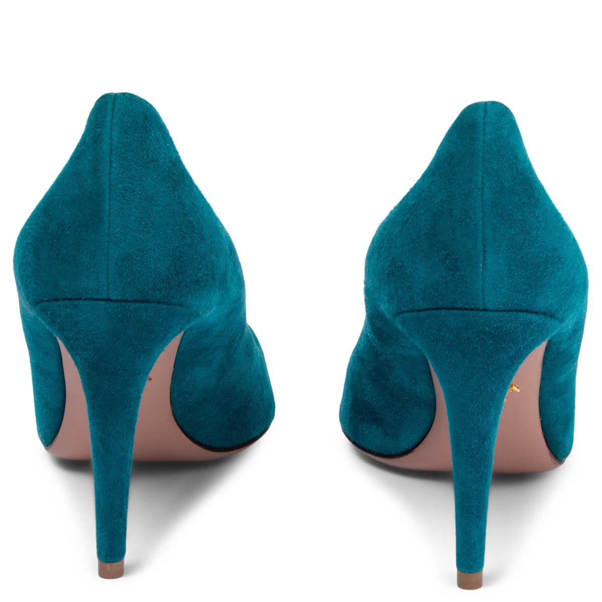 Chaussures  bout pointu CLASSIC en daim bleu ptrole Prada, Taille 40,5 Excellent état - En vente à Zürich, CH