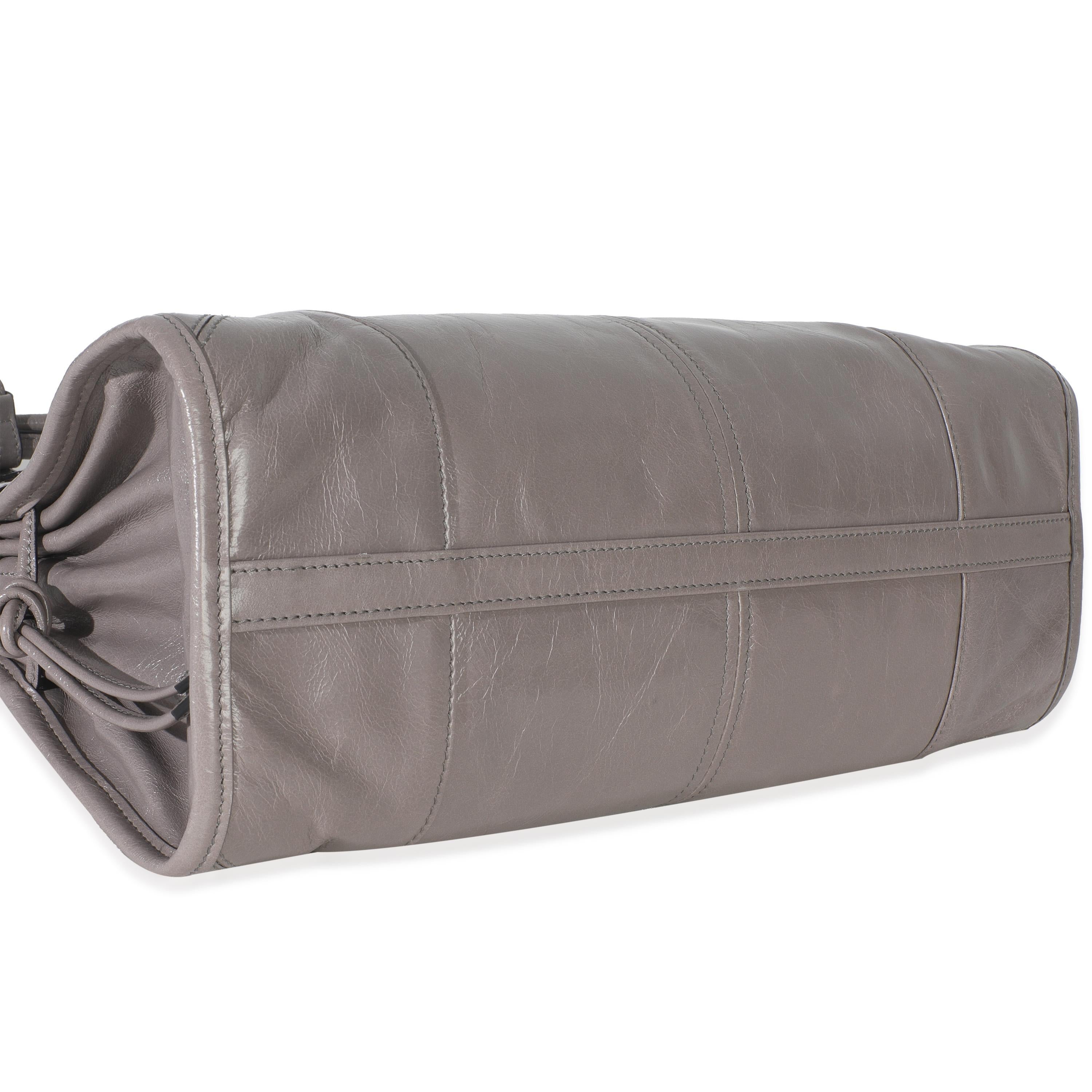 Prada Pewter Soft Lux Enameled Metal Triangle Medium Bonnie en vente 2