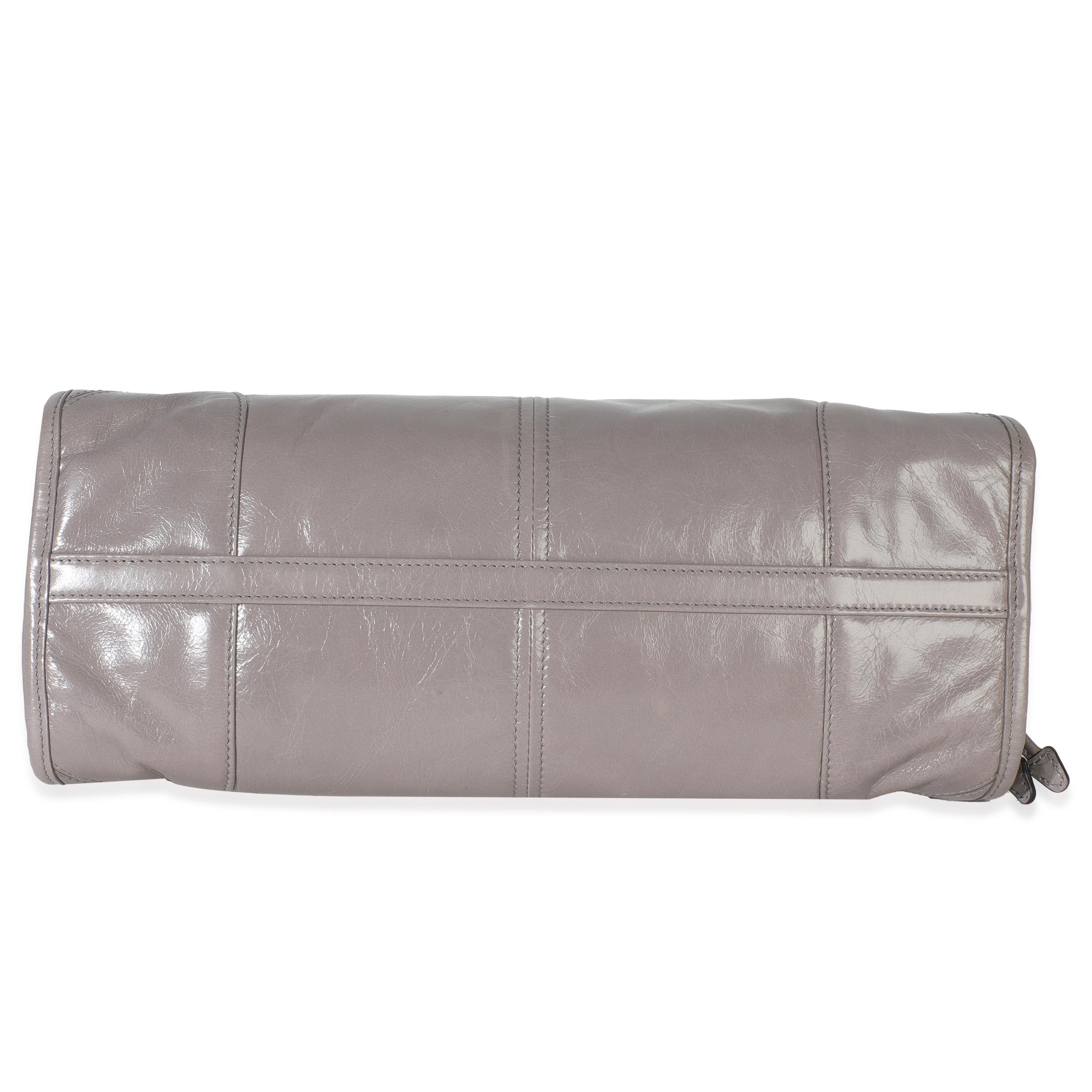 Prada Pewter Soft Lux Enameled Metal Triangle Medium Bonnie en vente 3