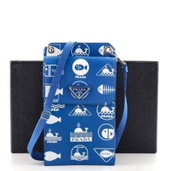 Prada Phone Holder Crossbody Bag Printed Saffiano Leather