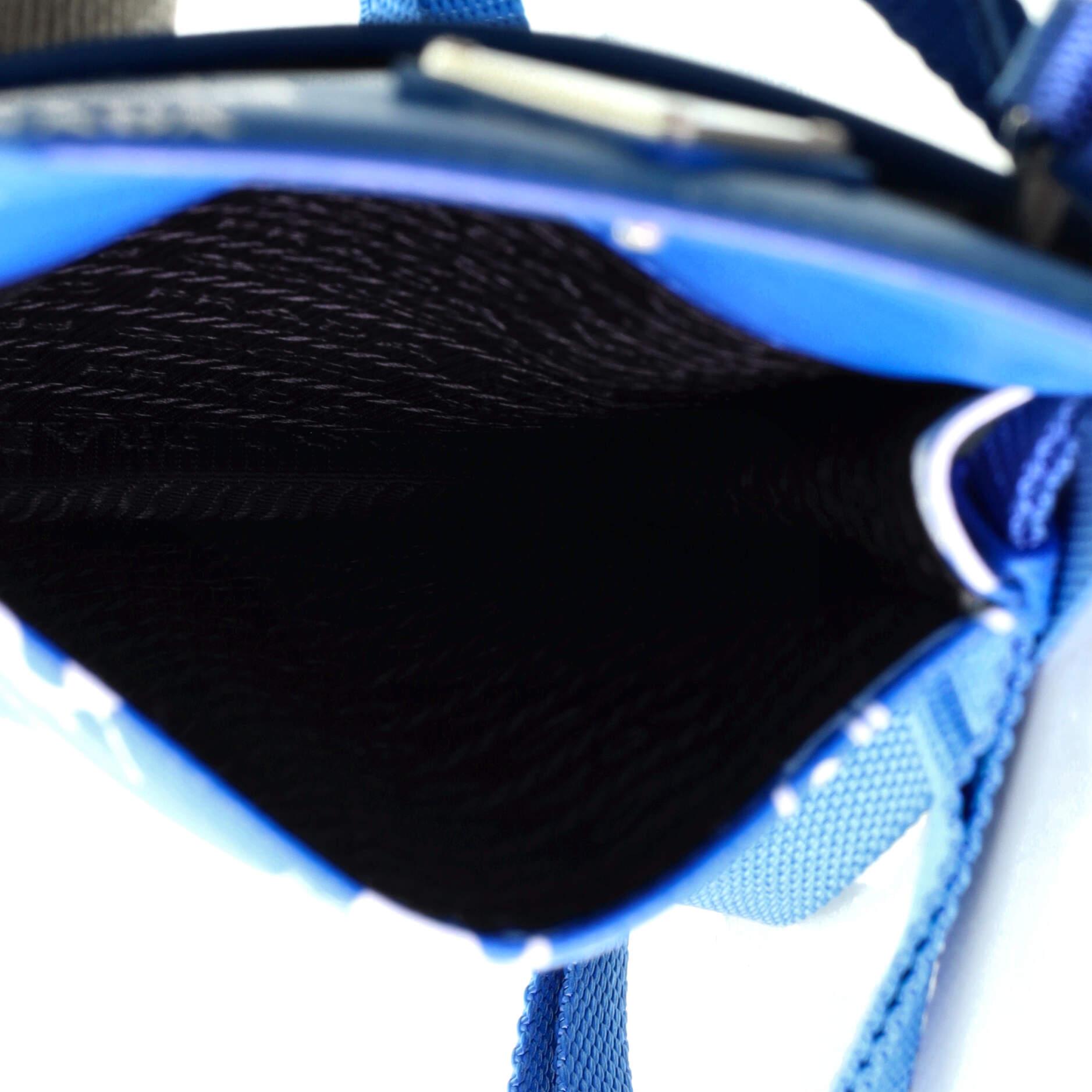 Blue Prada Phone Holder Crossbody Bag Printed Saffiano Leather