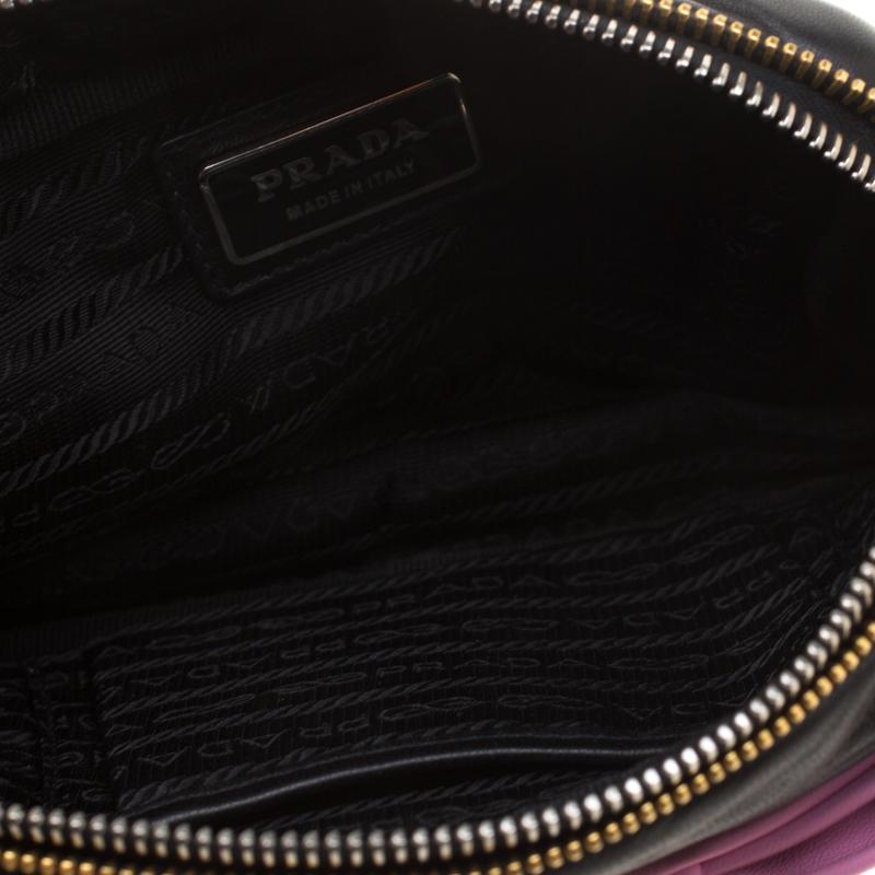 Prada Pink And Black Leather Bow Crossbody Bag 1