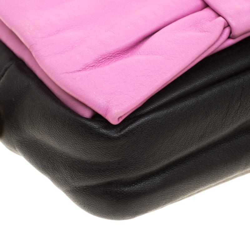 Prada Pink And Black Leather Bow Crossbody Bag 3
