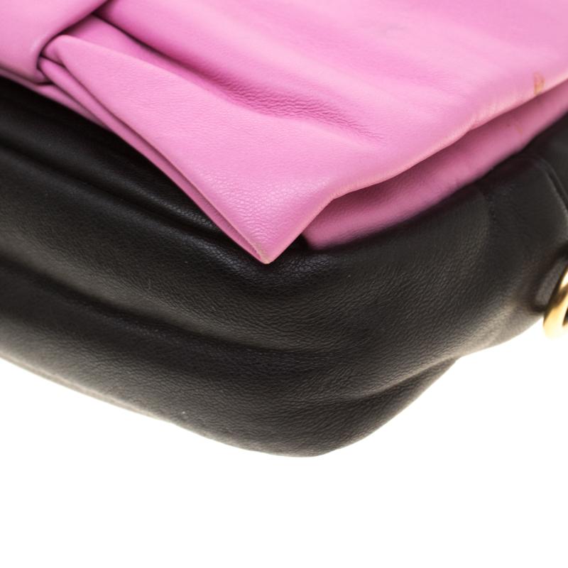Prada Pink And Black Leather Bow Crossbody Bag 4