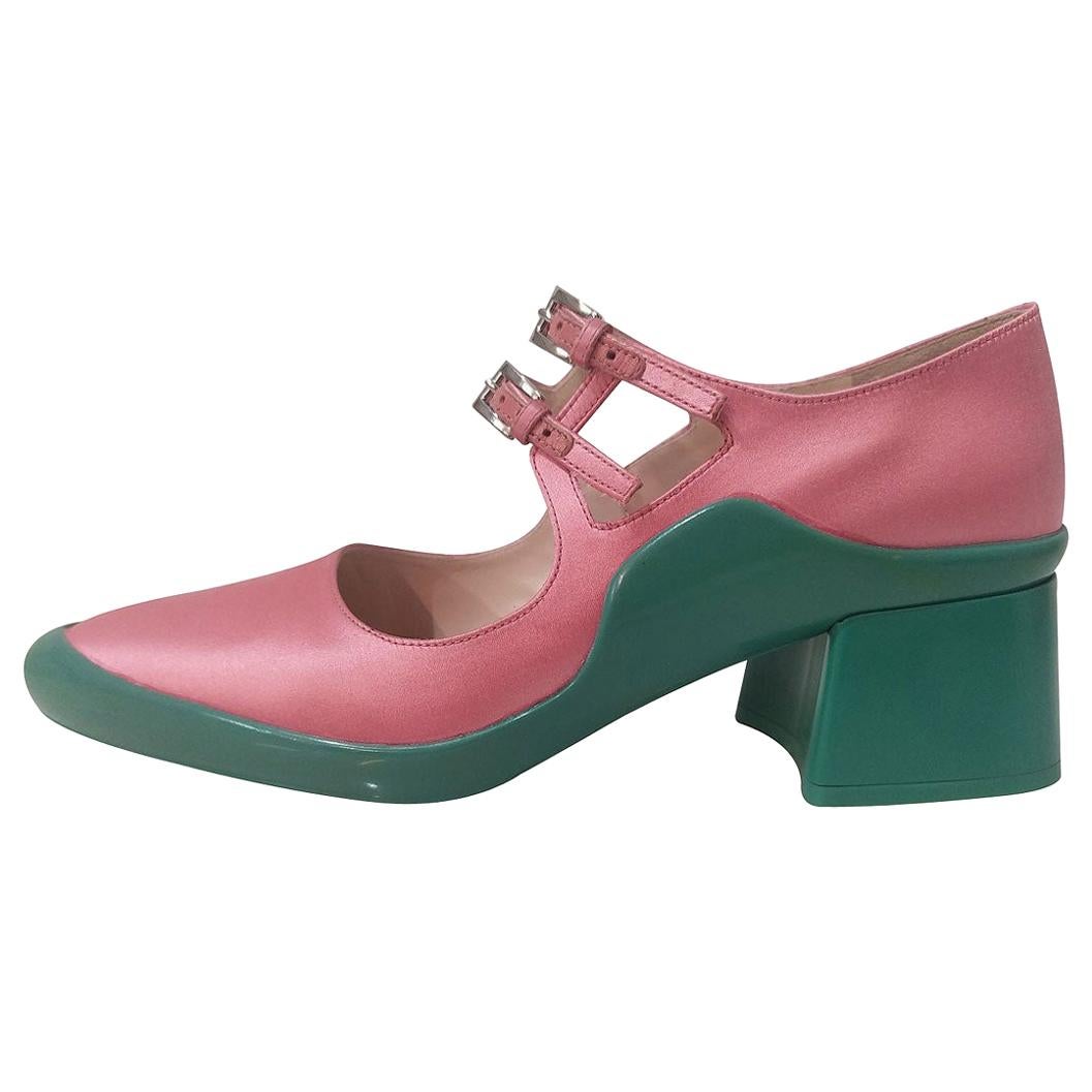 Prada Pink and Green Satin Shoe