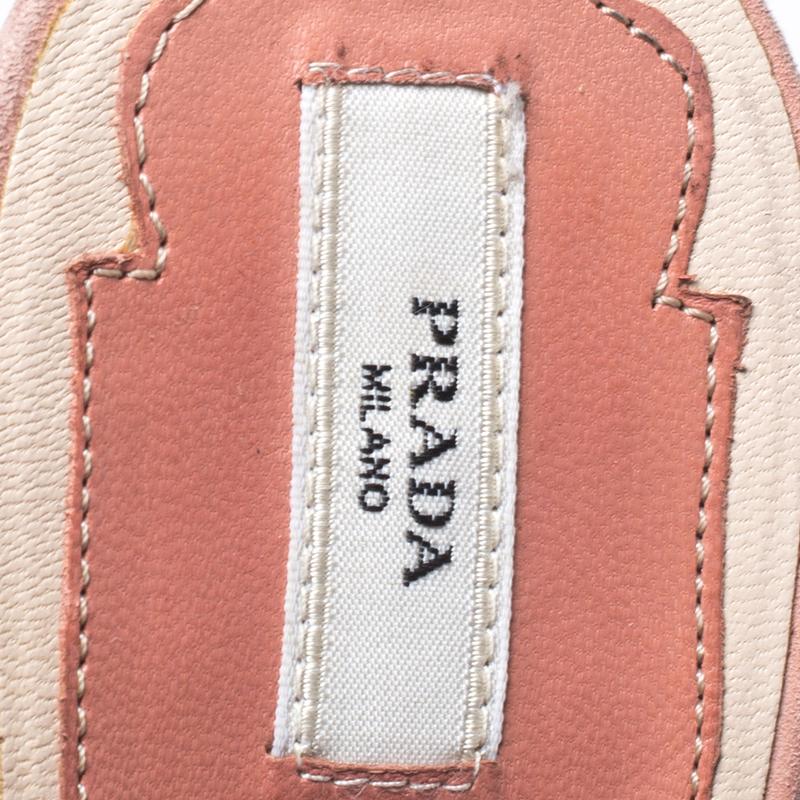 Prada Pink/Black Cut Out Suede Open Toe Ankle Strap Sandals Size 36.5 In Good Condition For Sale In Dubai, Al Qouz 2