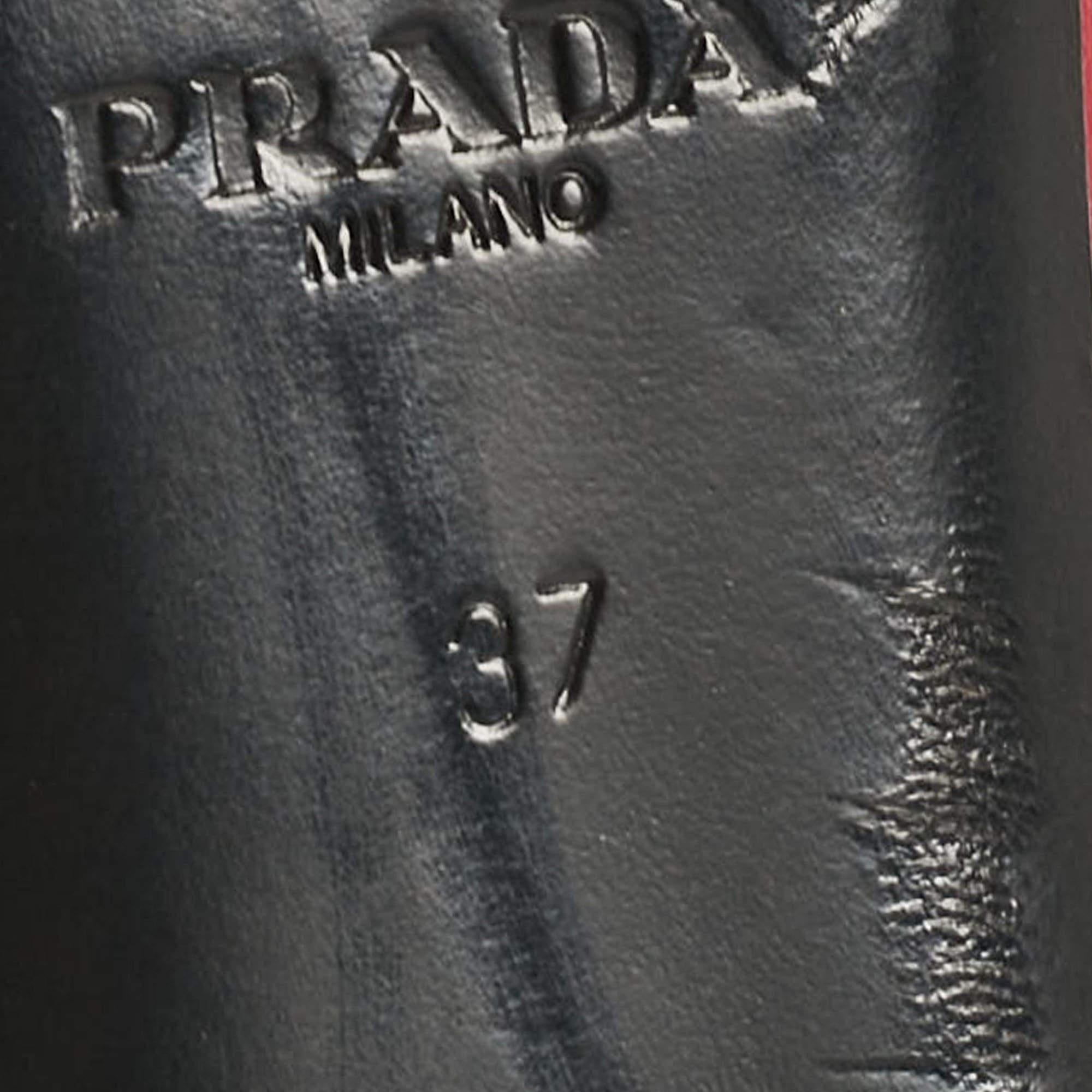 Prada Pink/Black Patent and Leather Bow Ballet Flats Size 37 3