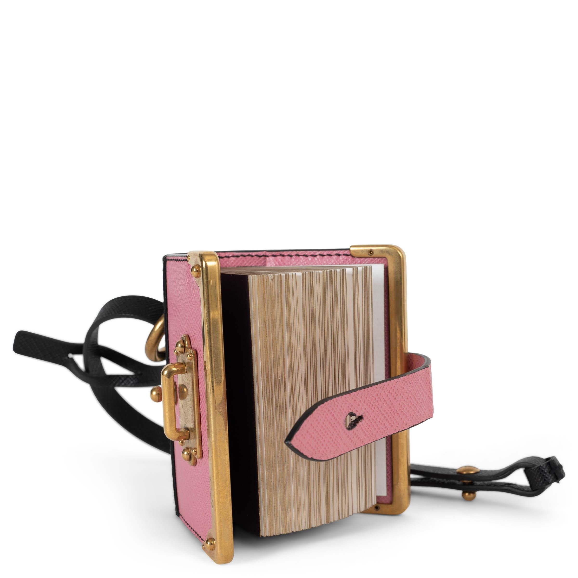 PRADA pink & black Saffiano leather 2016 CAHIER NOTEBOOK Bag Charm In condizioni ottime in vendita a Zürich, CH