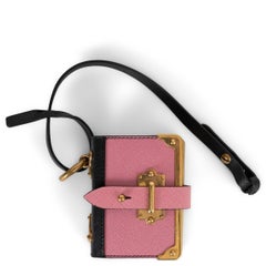 PRADA pink & black Saffiano leather 2016 CAHIER NOTEBOOK Bag Charm