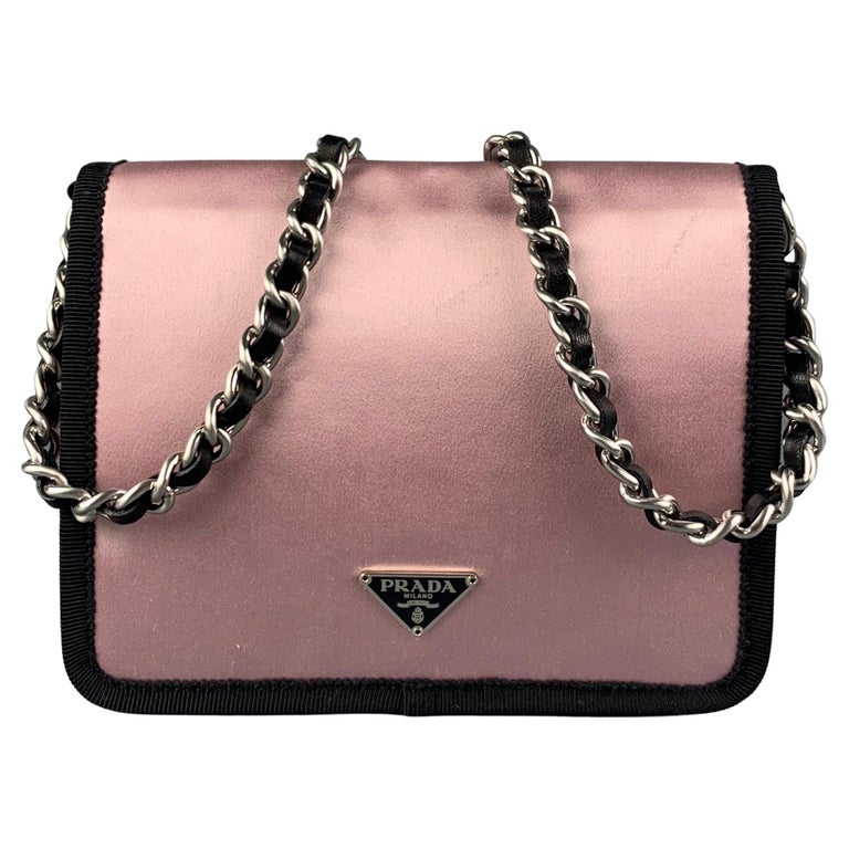 PRADA Pink Black Silk Satin Evening Handbag at 1stDibs