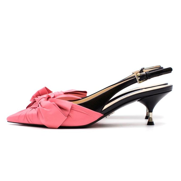 Prada Pink Crocodile Studded Kitten Heel 38