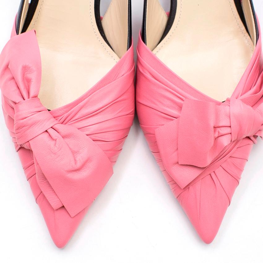Prada Pink Bow Kitten Heel Slingback Sandals 39.5 In Excellent Condition In London, GB