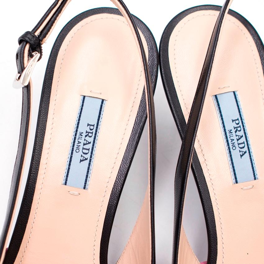 Women's Prada Pink Bow Kitten Heel Slingback Sandals 39.5