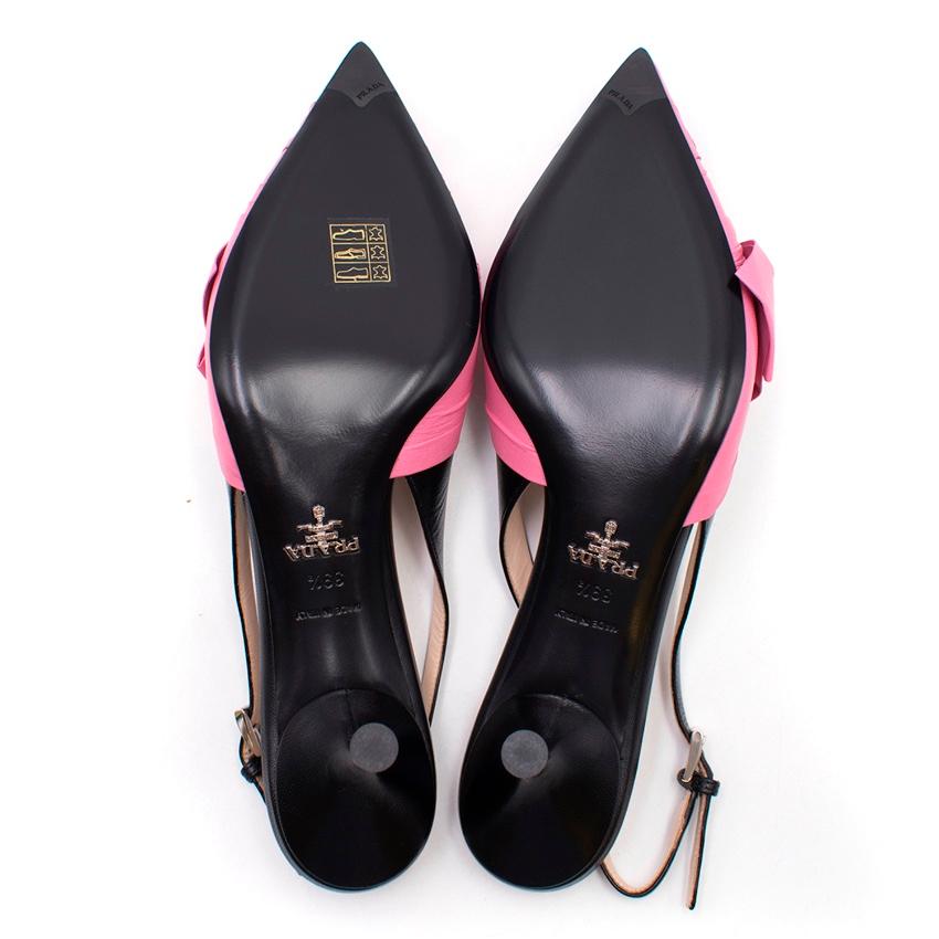 Prada Pink Bow Kitten Heel Slingback Sandals 39.5 2