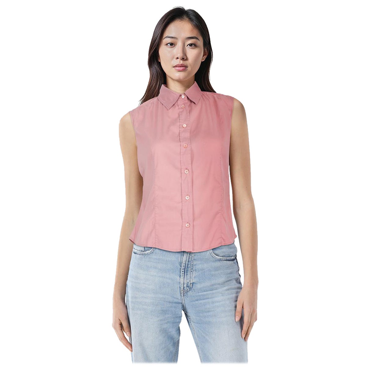 Prada camicetta senza maniche con bottoni rosa taglia XS in vendita