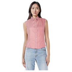 Prada Pink Button Up Sleeveless Blouse Size XS