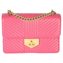 Prada Pink Calfskin Turn Lock Chain Flap Bag