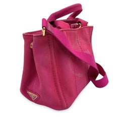 Prada Pink Canvas Small Canapa Logo 2 Way Tote Bag