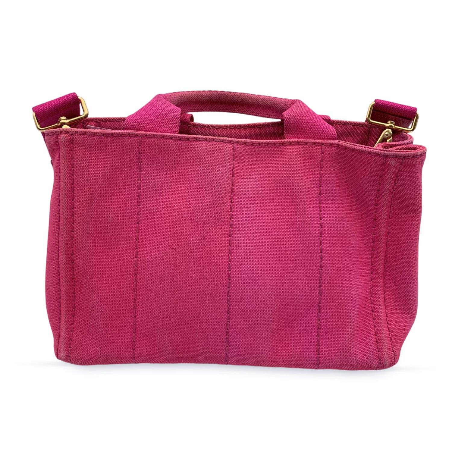 Women's Prada Pink Canvas Small Canapa Logo 2 Way Tote Bag
