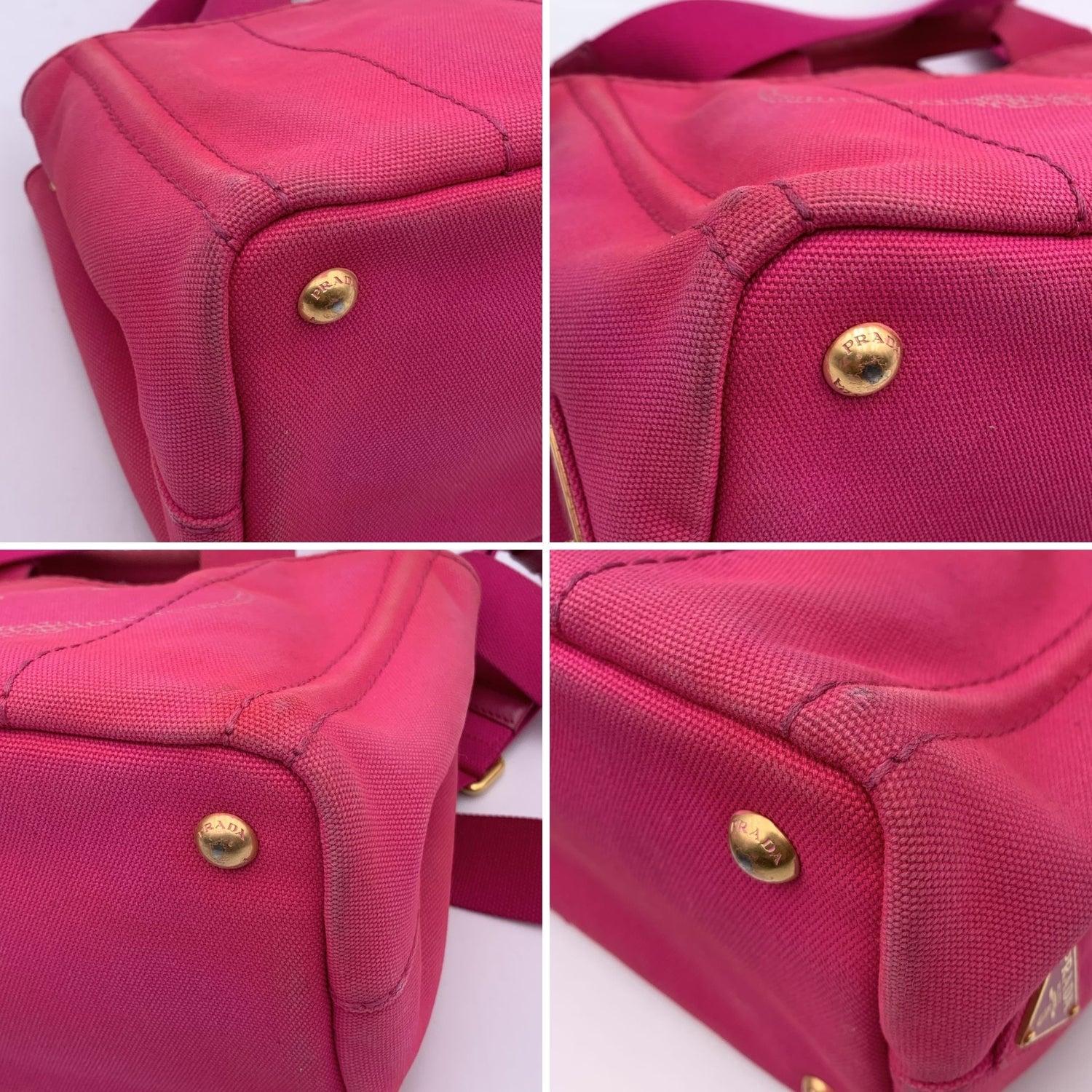 Prada Pink Canvas Small Canapa Logo 2 Way Tote Bag 2