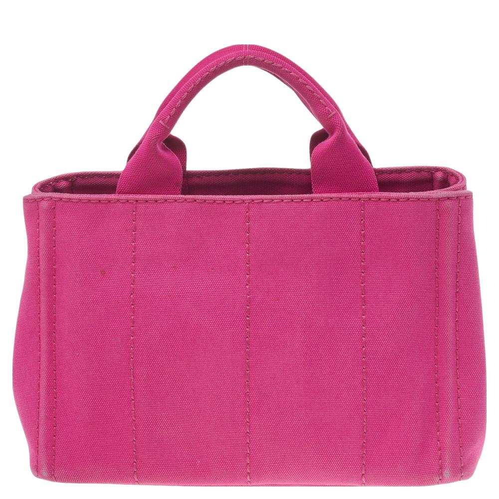 Prada Pink Canvas Small Canapa Logo Tote 2