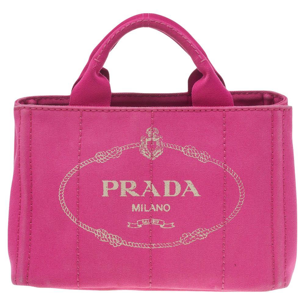 Prada Pink Canvas Small Canapa Logo Tote at 1stDibs