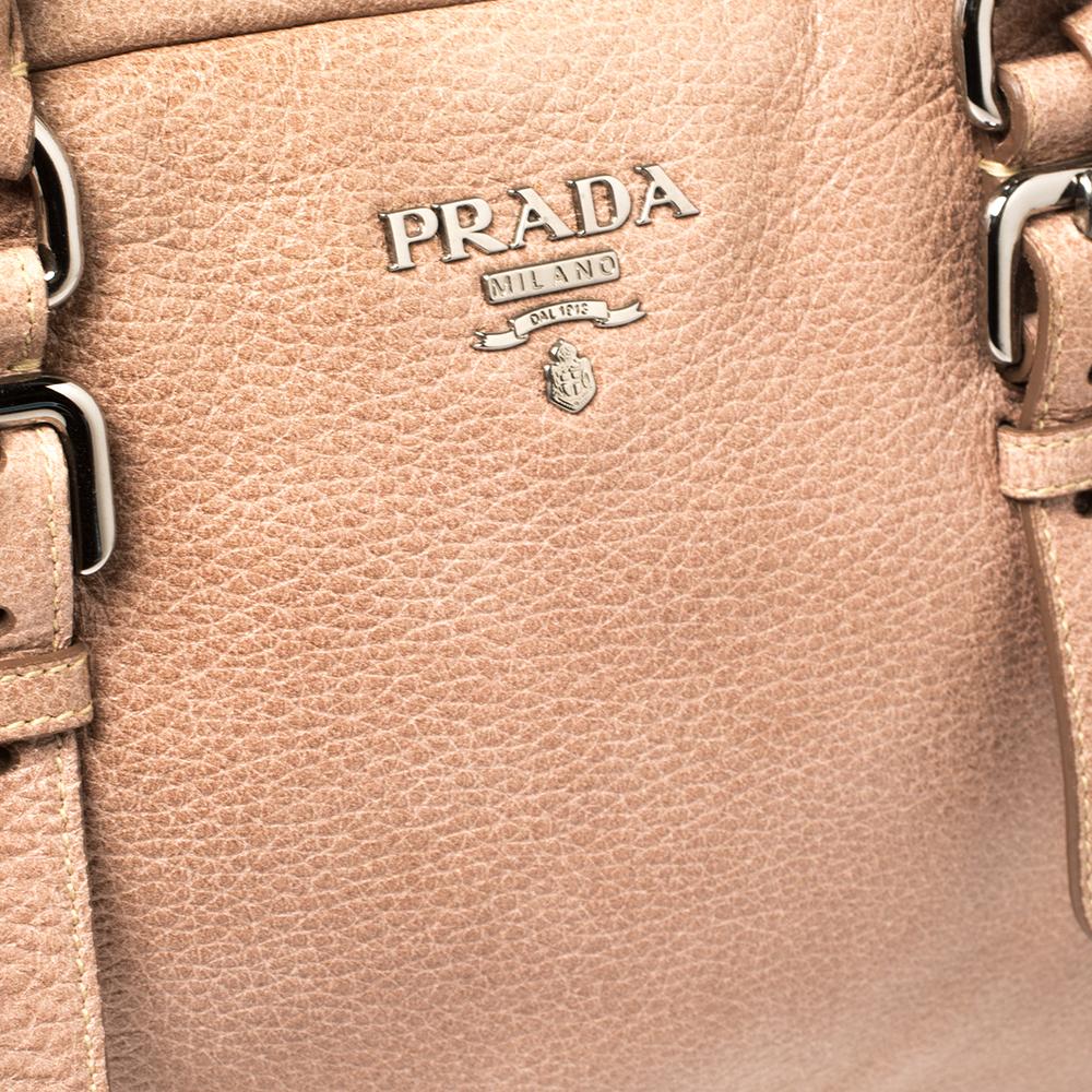 Prada Pink Cervo Lux Leather Zippers Bauletto Bag 4
