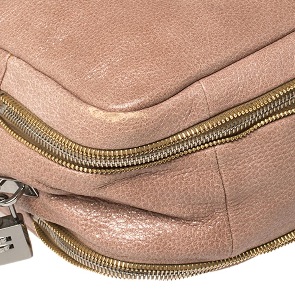 Prada Pink Cervo Lux Leather Zippers Bauletto Bag In Fair Condition In Dubai, Al Qouz 2
