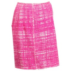 PRADA pink cotton & linen Knee-Length Tweed Skirt 38 XS