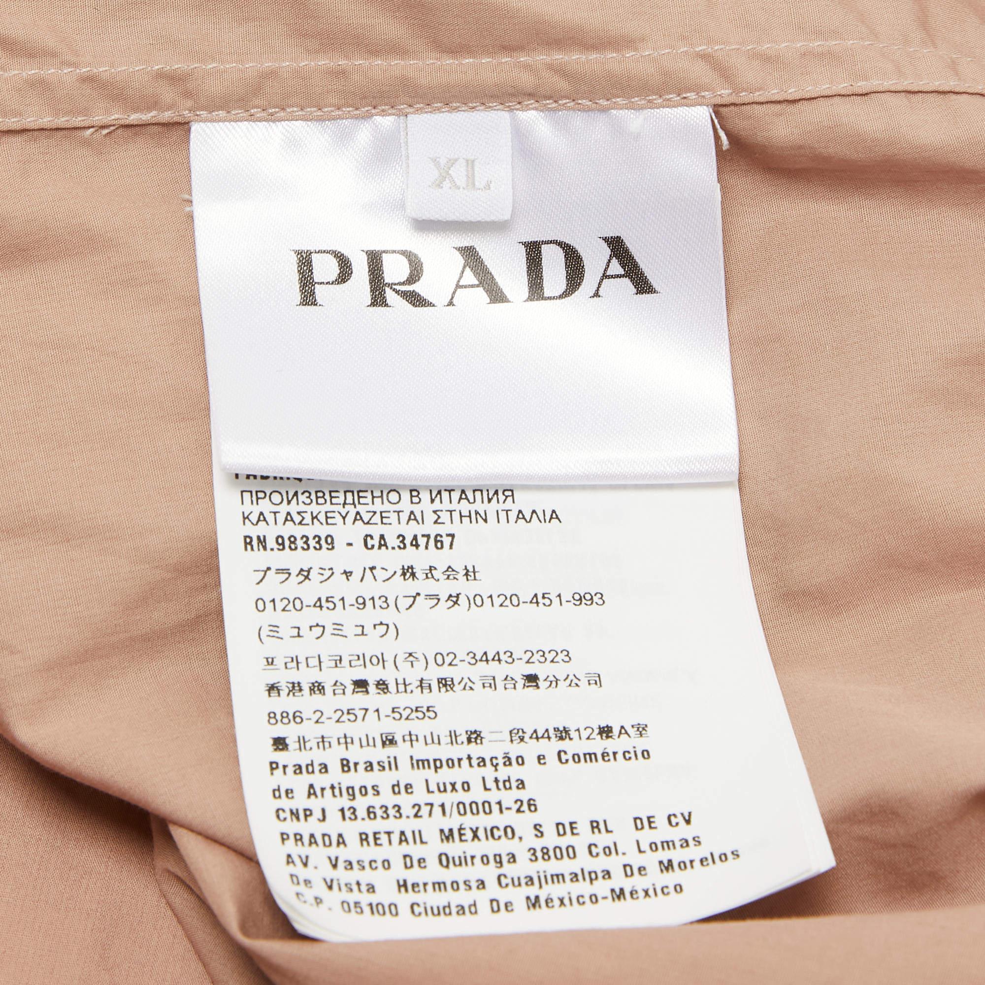 Men's Prada Pink Cotton Paneled Button Front Shirt XL