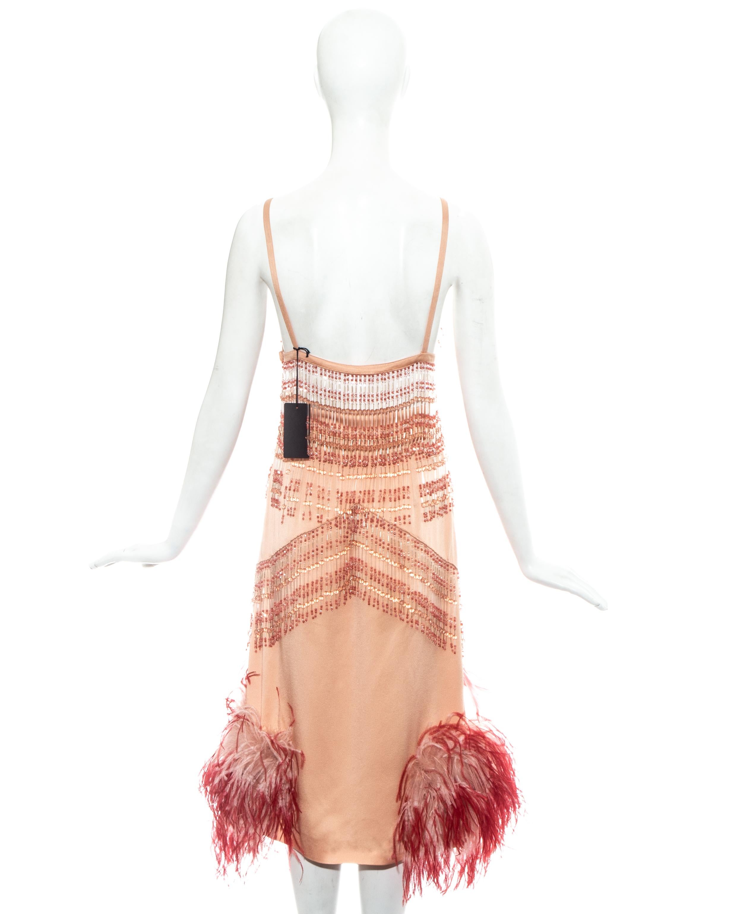 Prada pink crystal and feather fringe bra and skirt ensemble, fw 2017 For Sale 3