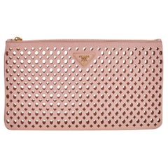 Prada Pink Cutwork Leather Clutch