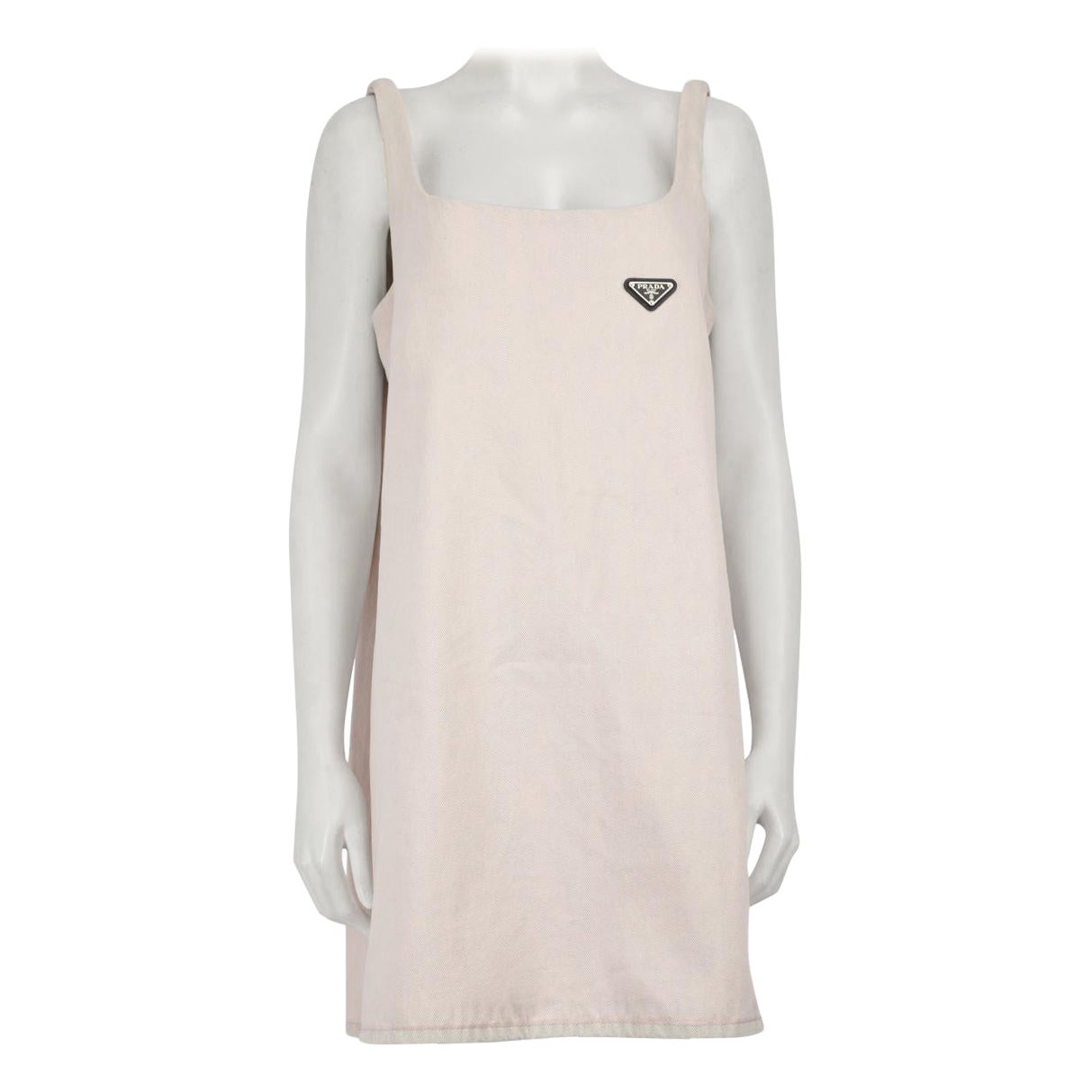 Prada Pink Denim Logo Plaque Dress Size XL