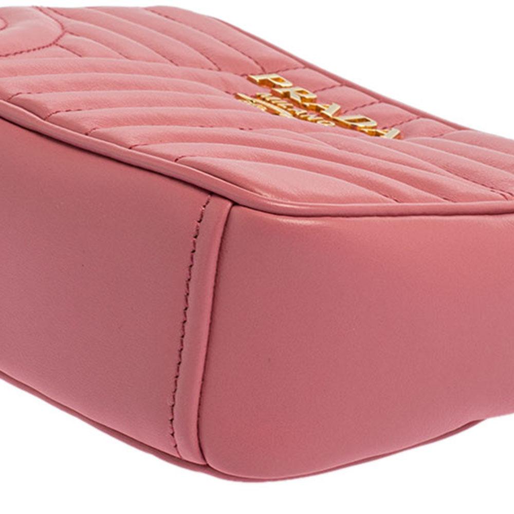 Women's Prada Pink Diagramme Leather Camera Crossbody Bag