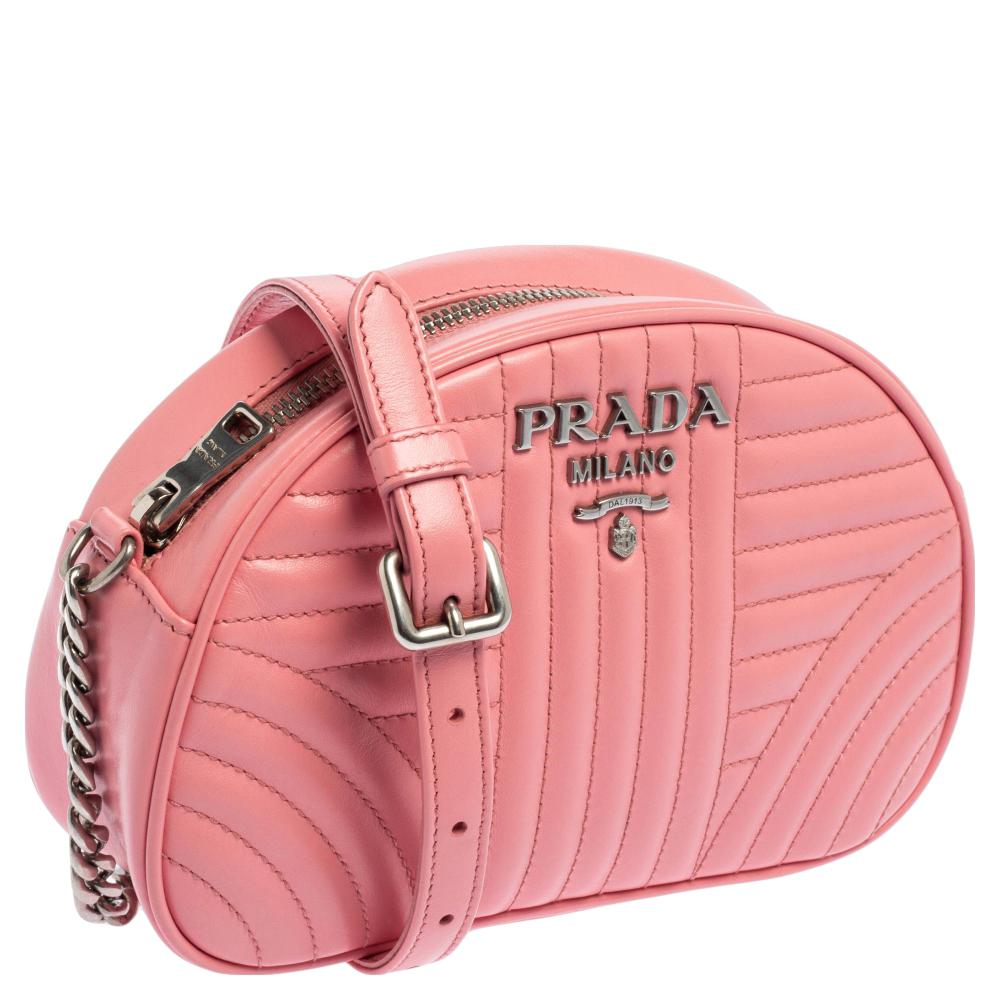 Women's Prada Pink Diagramme Leather Wave Crossbody Bag