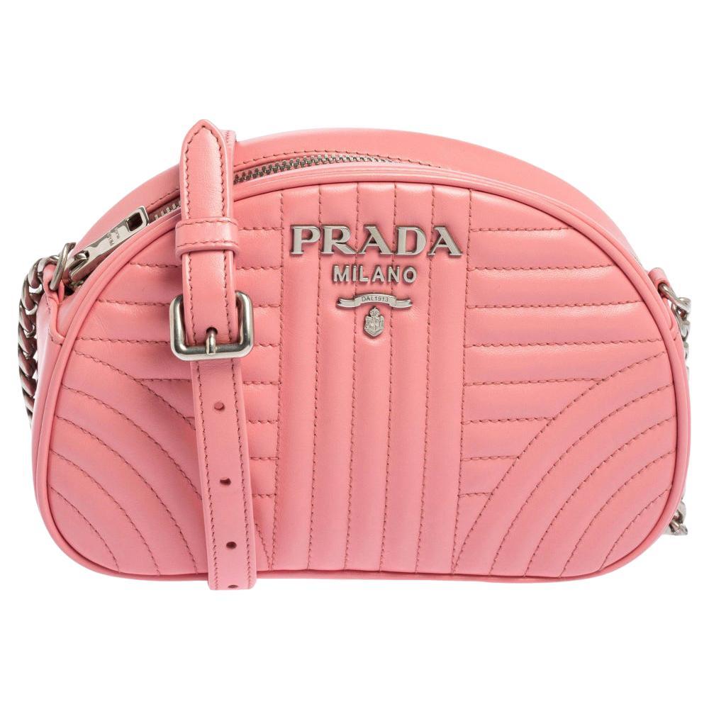 Prada Pink Diagramme Leather Wave Crossbody Bag