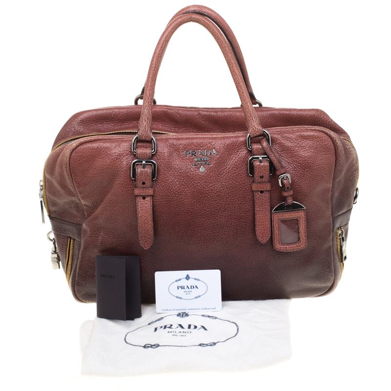 Prada Pink/Eggplant Ombre Cervo Leather Bauletto Bag 3