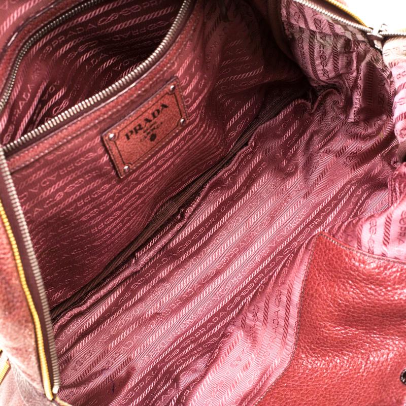 Women's Prada Pink/Eggplant Ombre Cervo Leather Bauletto Bag