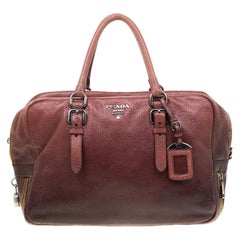 Prada Pink/Eggplant Ombre Cervo Leather Bauletto Bag