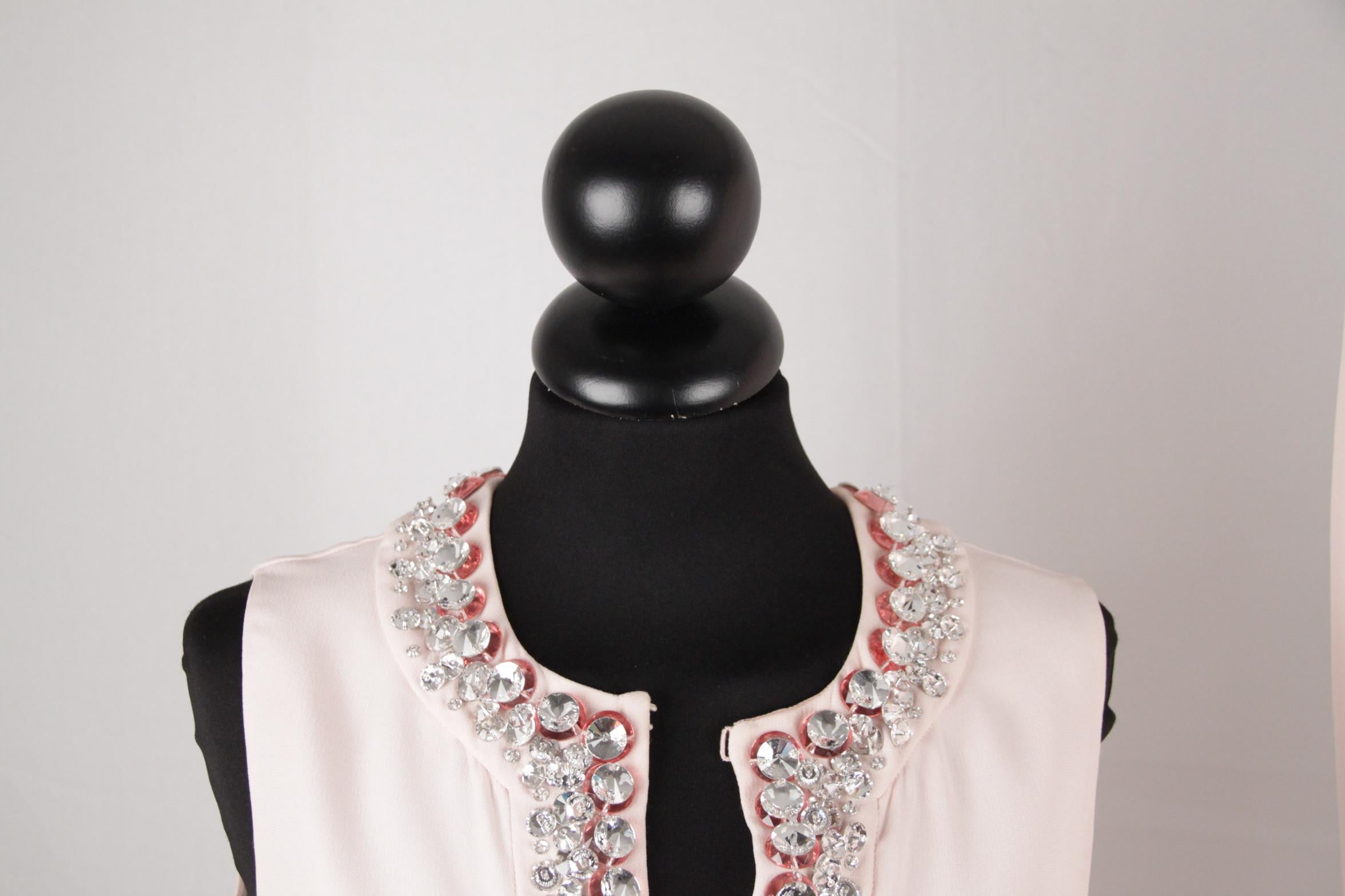 Prada Pink Embellished Sleeveless Tunic and Pants Set IT Size 40 In Good Condition In Rome, Rome