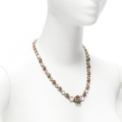 PRADA rosa faux kunzite strassstein silber rose kette cocktail halskette