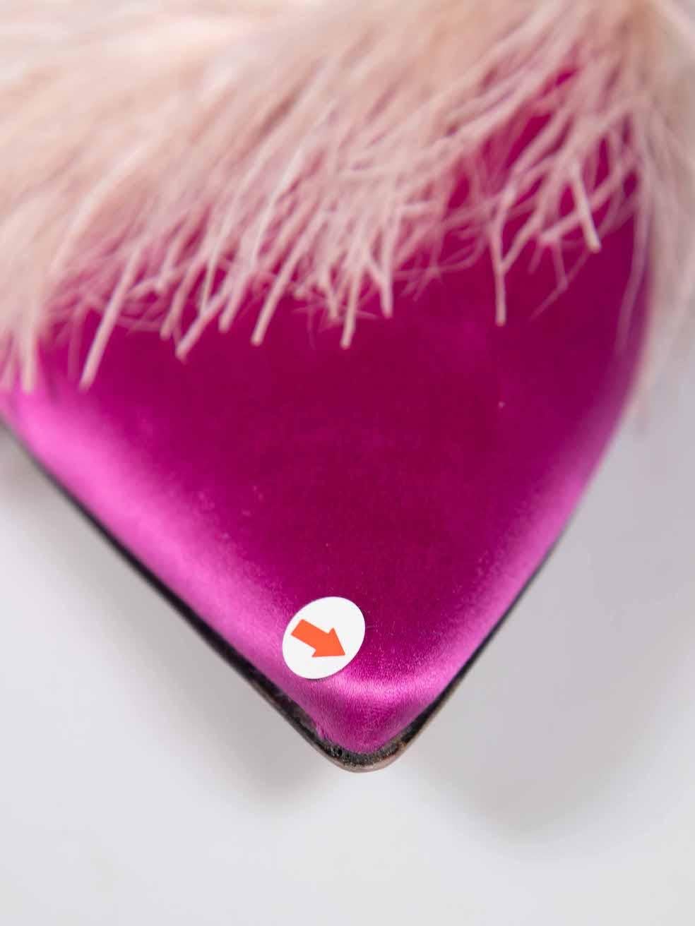 Prada Pink Feather Trimmed Mules Size IT 39 For Sale 2