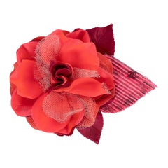 PRADA pink & fuchsia silk 2017 17A CAMELLIA Brooch