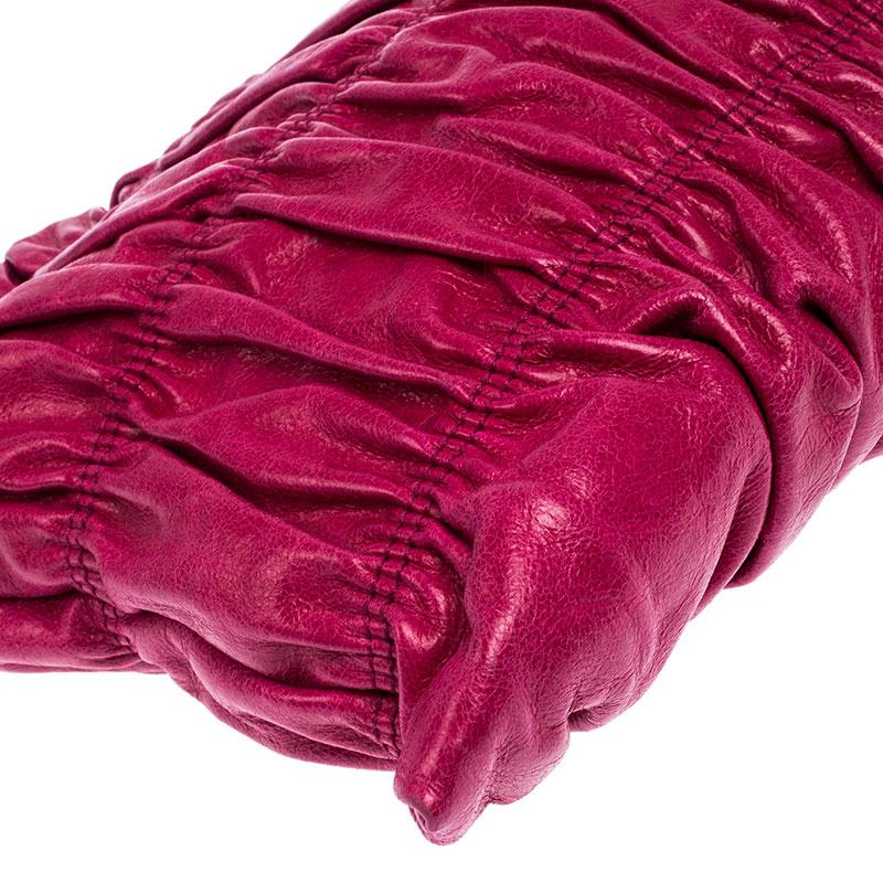 Prada Pink Gathered Leather Clutch 3