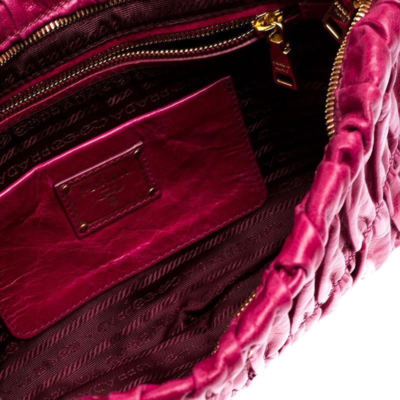 Prada Pink Gathered Leather Clutch 4