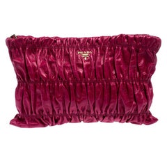 Prada Pink Gathered Leather Clutch