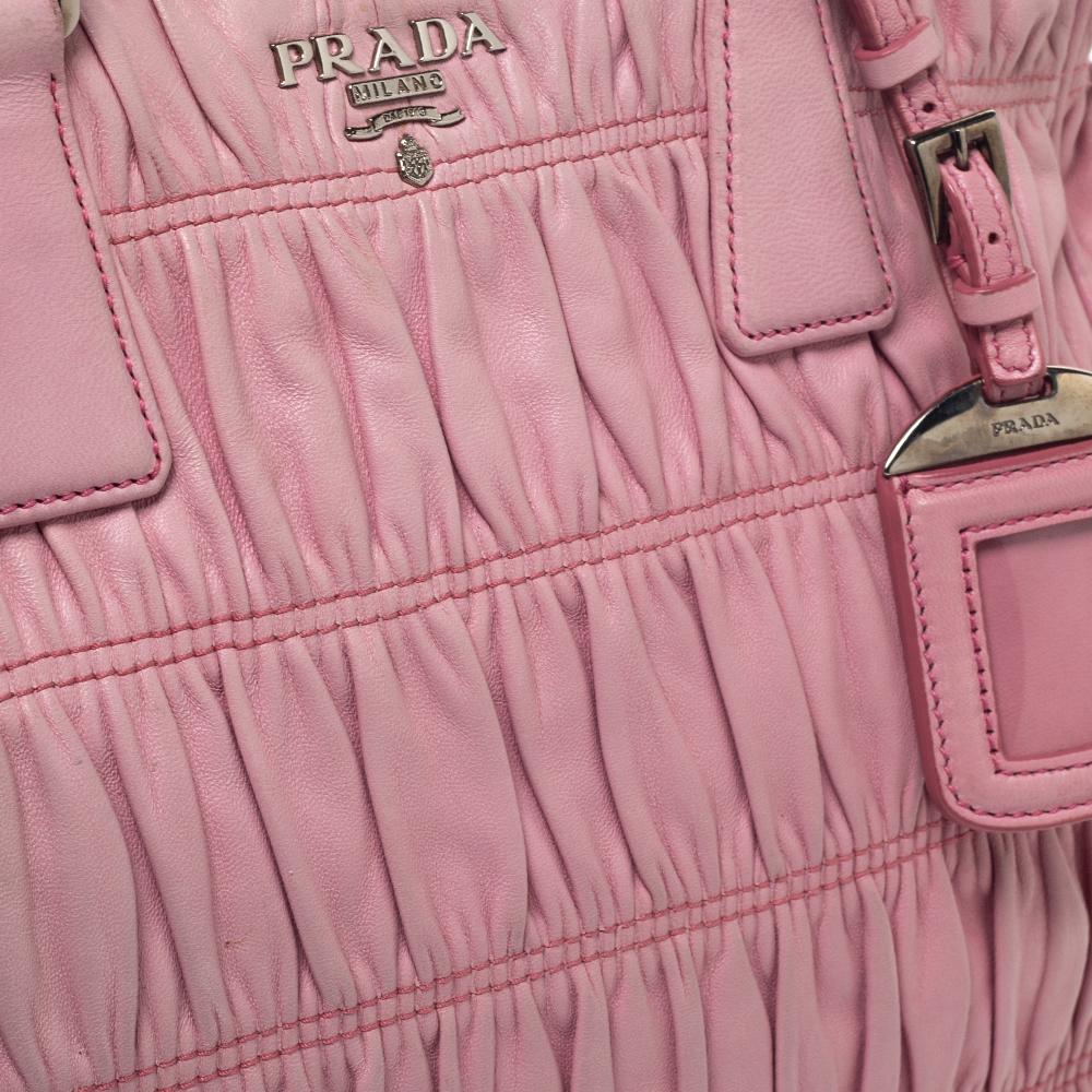 Prada Pink Gaufre Leather Double Zip Tote 1