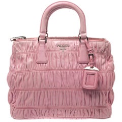 Prada Pink Gaufre Leather Double Zip Tote